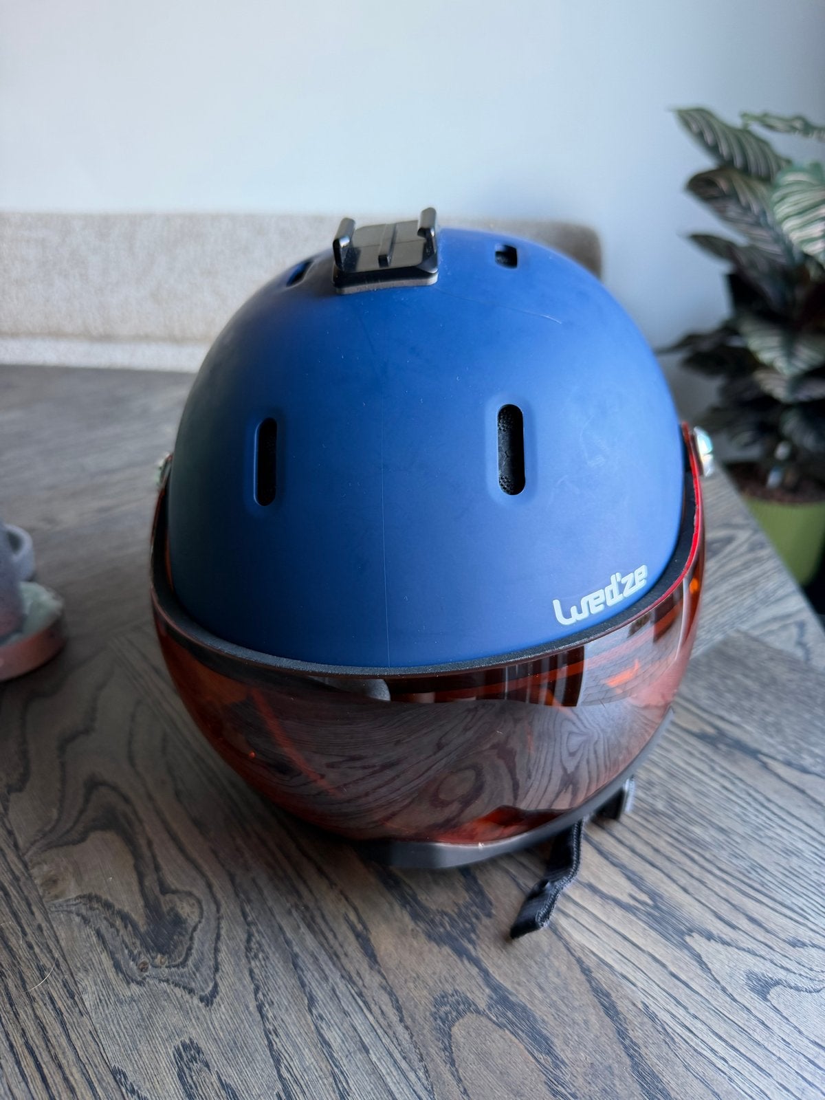 Wedze skihelm met vizier - Blauw, Gebruikt, Overige typen, Skiën, Ophalen