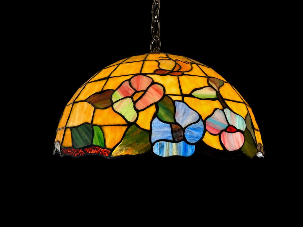 Tiffany Stijl Hanglamp - Bloemmotief, Antiek en Kunst, Antiek | Lampen, Ophalen of Verzenden