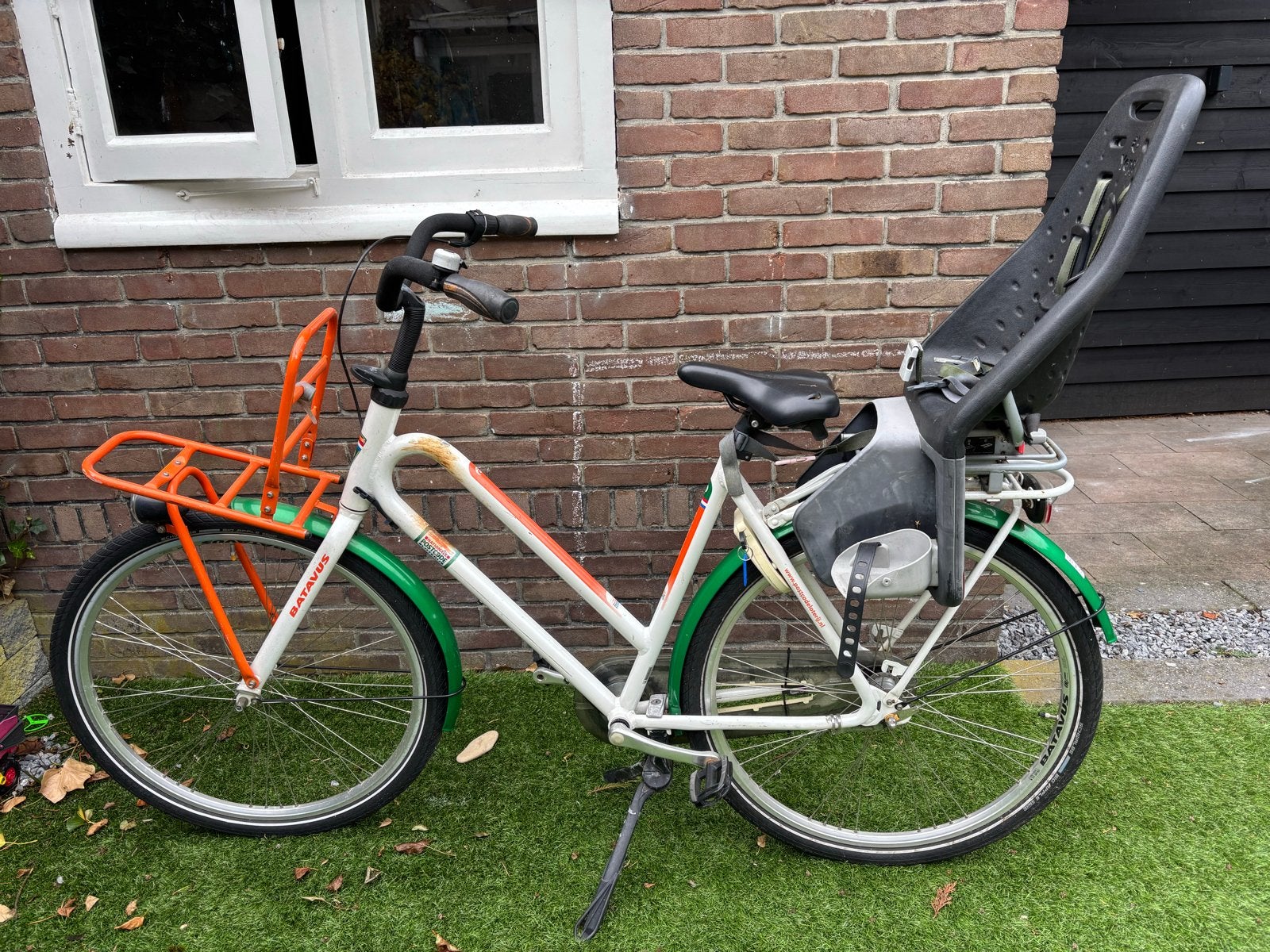 Postcodeloterij Batavus fiets met kinderzitje en voordrager, Ophalen, Terugtraprem, Versnellingen, Batavus