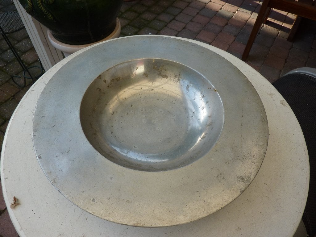 grote zilverkleurige schaal, Overige materialen, Gebruikt, Schaal, Rond