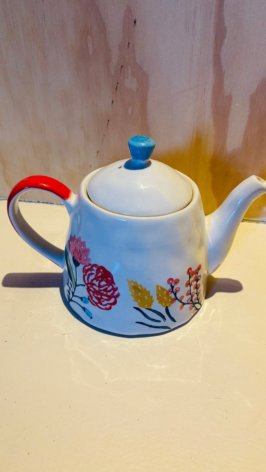 Xenos theepot met bloemmotief, Keramiek, Ophalen of Verzenden, Zo goed als nieuw, Theepot