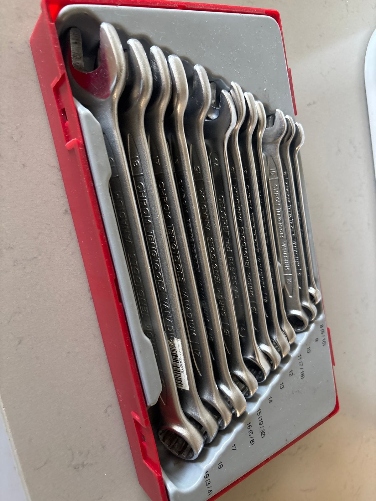 Tengtools steek ringsleutelset 8-19 mm, Doe-het-zelf en Verbouw, Gereedschap | Handgereedschap, Ophalen of Verzenden, Zo goed als nieuw