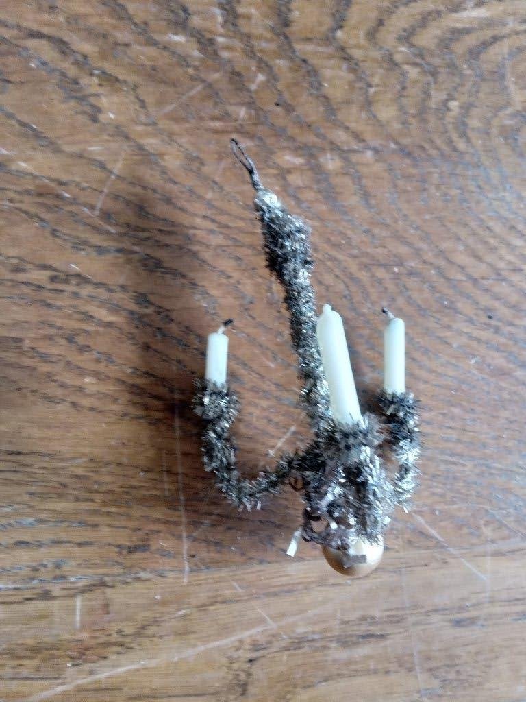 kerstbal handgemaakte kandelaar met 3 kaarsjes, Ophalen of Verzenden, Gebruikt