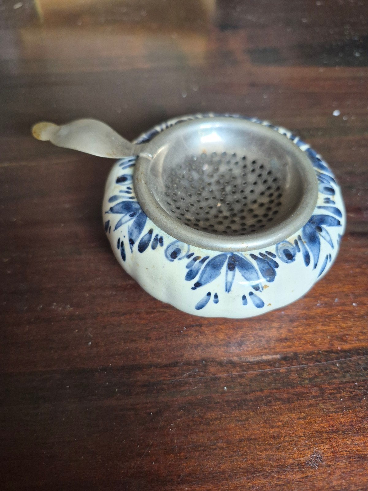 Vintage Delfts Blauw theezeefje met schaaltje, Ophalen
