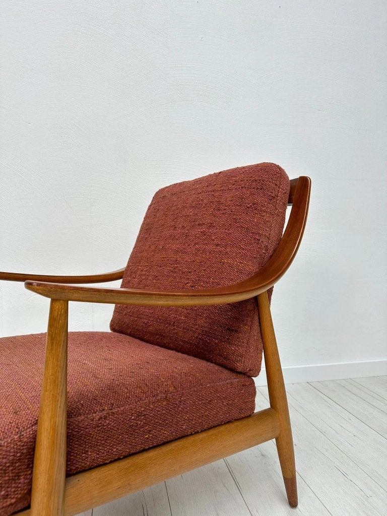 Hvidt & Mølgaard FD 145 eiken fauteuil Deens jaren 50, Huis en Inrichting, Ophalen of Verzenden, Zo goed als nieuw, Vintage