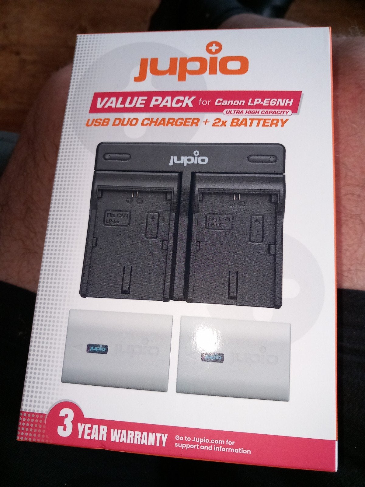 Jupio Value Pack Canon LP-E6NH USB Duo Lader + 2x Batterij, Ophalen of Verzenden, Nieuw, Oplaadbaar