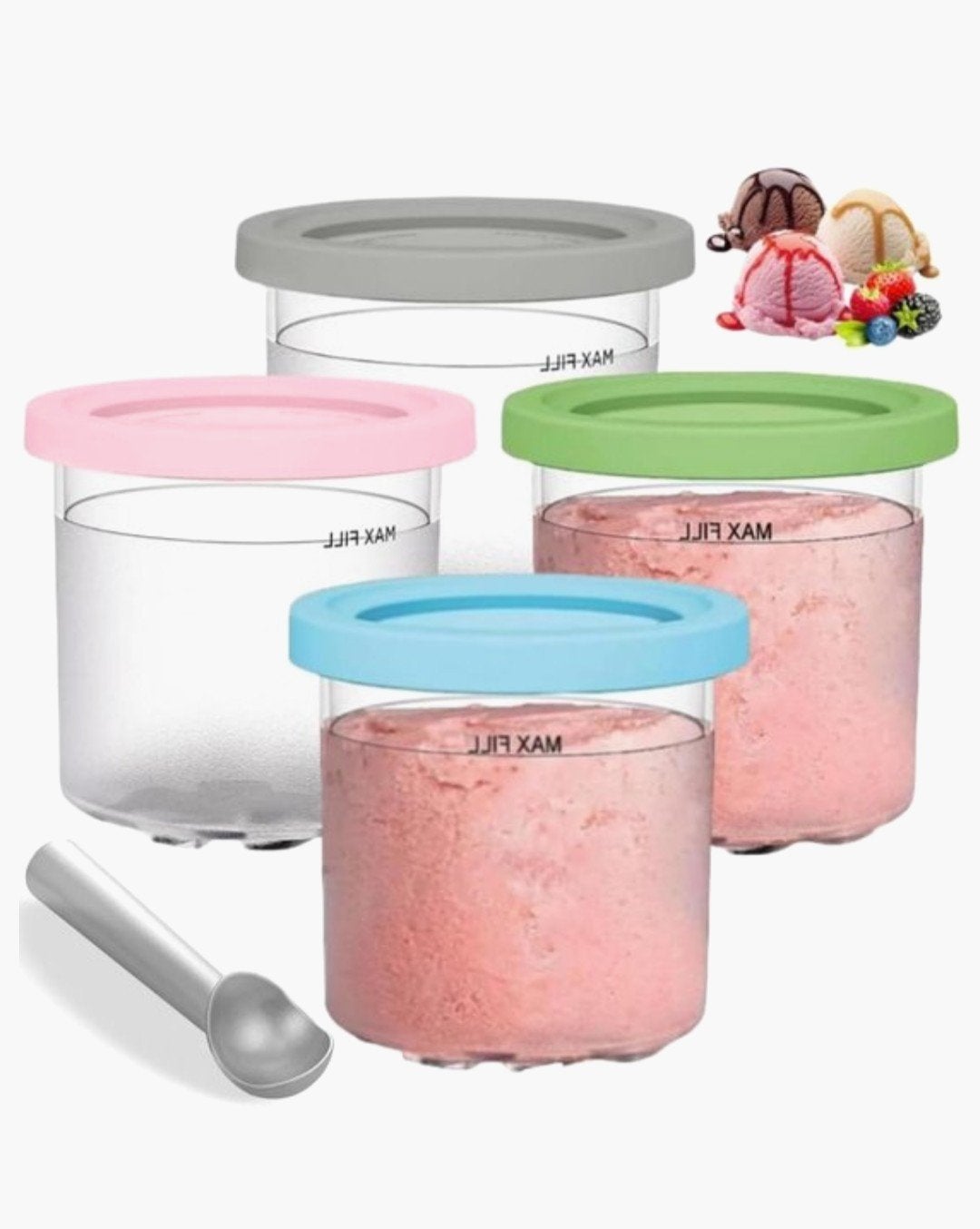 Set van 4 ijs containers voor ninja creami 300 serie., Overige typen, Kunststof, Nieuw, Ophalen of Verzenden