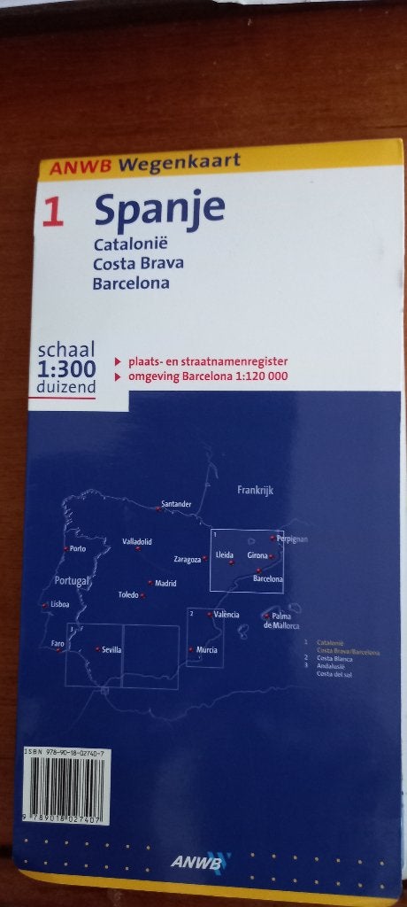 Wegenkaart  Spanje van ANWB, Boeken, Atlassen en Landkaarten, Gelezen, Spanje, Ophalen of Verzenden, 2000 tot heden