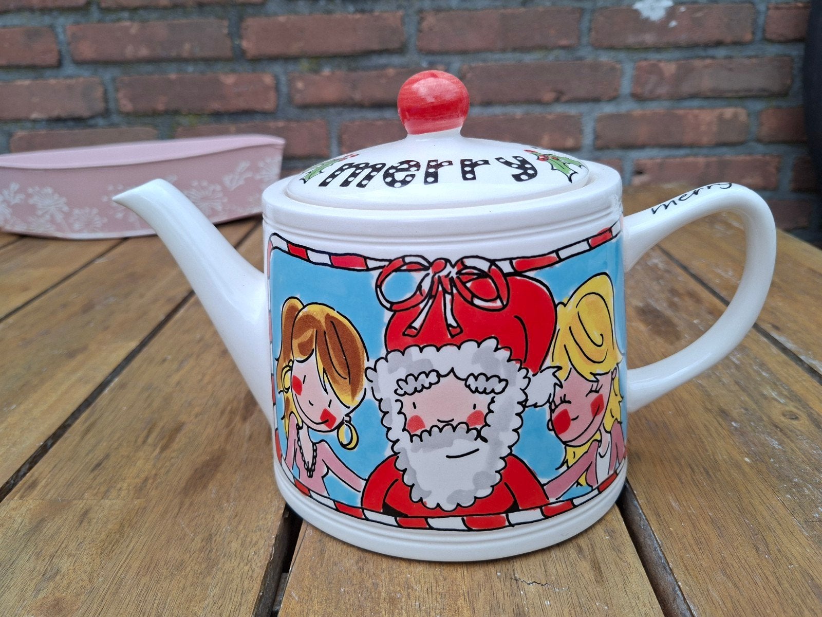 Blond Amsterdam kerst theepot, Ophalen of Verzenden, Zo goed als nieuw, Theepot, Aardewerk