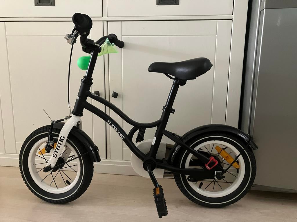 Kinderfiets Static zwart/wit, Ophalen of Verzenden, Gebruikt, Minder dan 16 inch