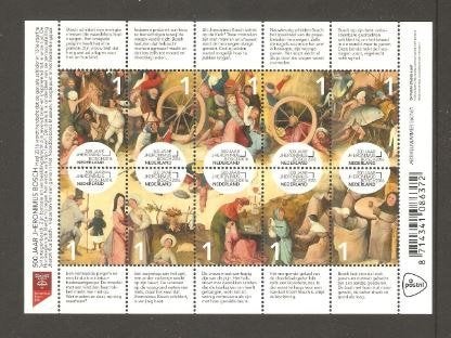 2016 Vel 500 jaar Jheronimus Bosch, Postzegels en Munten, Ophalen of Verzenden, Postfris