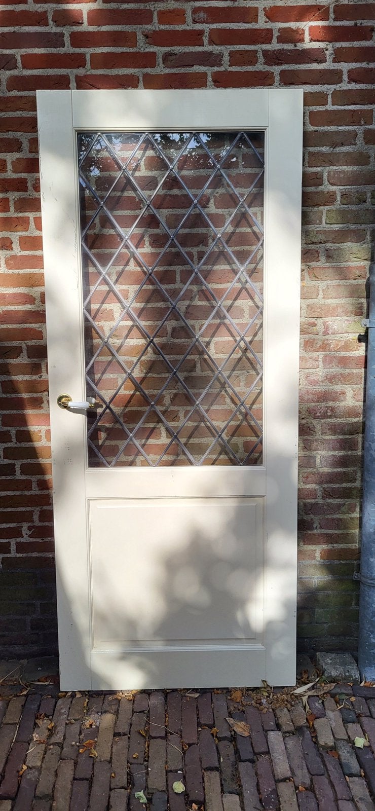 Glas in lood deur afkomstig van Palmgracht Amsterdam, Gebruikt, 80 tot 100 cm, Binnendeur, Ophalen of Verzenden