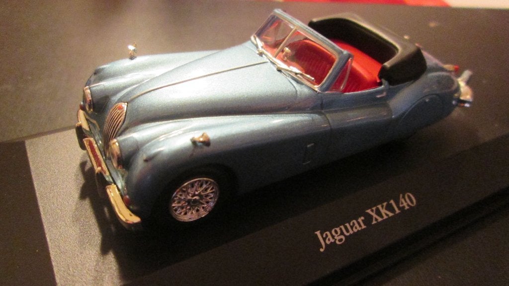 Jaguar XK 140 Blauw 1:43, Ophalen of Verzenden, Nieuw, Auto, Overige merken