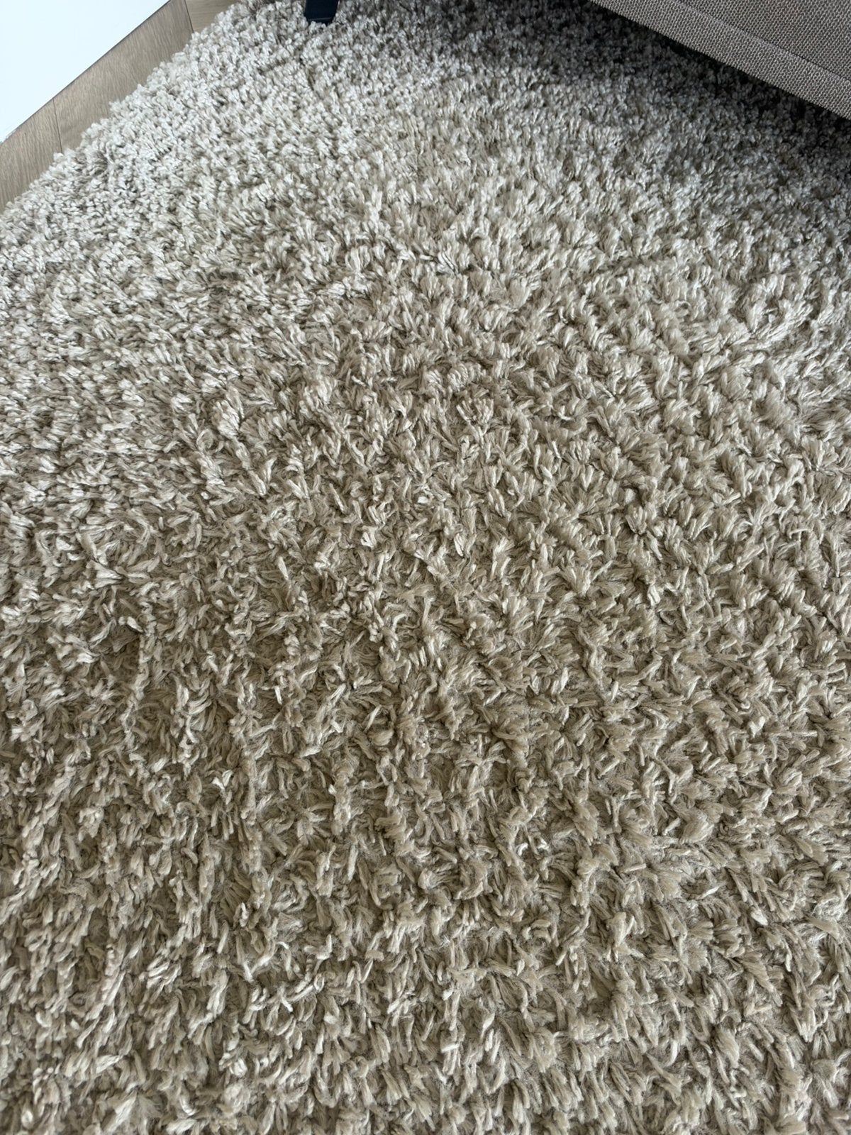 Hoogpolig vloerkleed effen champagne 240 x 340 cm, Ophalen, Gebruikt, 200 cm of meer, 200 cm of meer