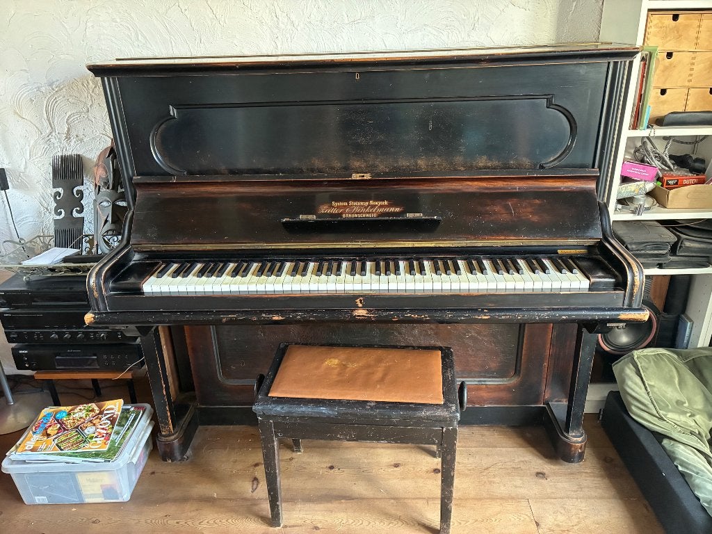 Piano antiek, Muziek en Instrumenten, Piano's, Ophalen, Gebruikt, Zwart, Piano