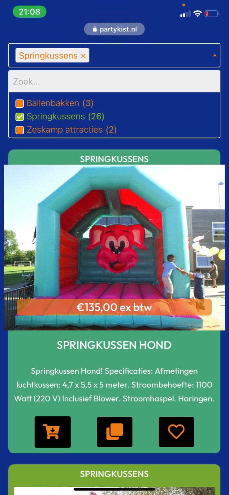 Springkussen Hond - 4,7 x 5,5 x 5 meter, Ophalen of Verzenden, Gebruikt