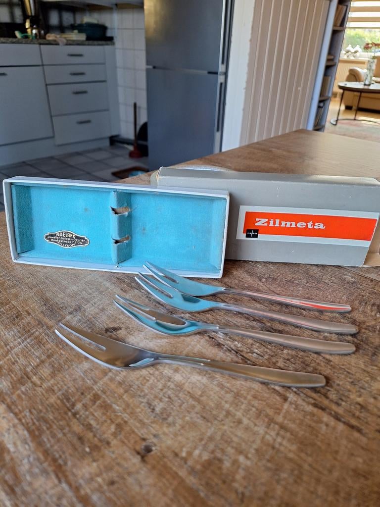 Vintage vleeswarenvorkjes gero zilmeta, Verzamelen, Ophalen of Verzenden, Zo goed als nieuw