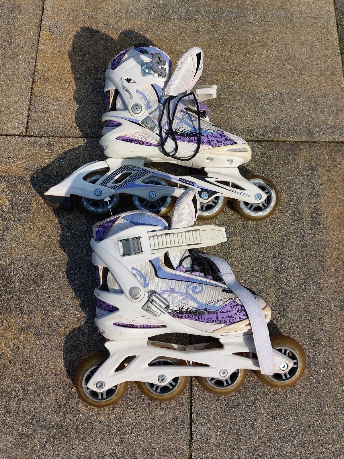 Skeelers Roces maat 37 wit paars, Gebruikt, Roces, Ophalen of Verzenden, Inline skates 4 wielen