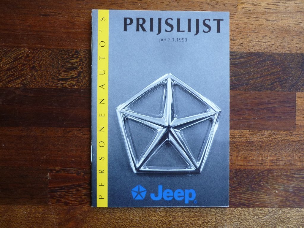 Jeep prijslijst (1993), Ophalen of Verzenden, Nieuw, Overige merken
