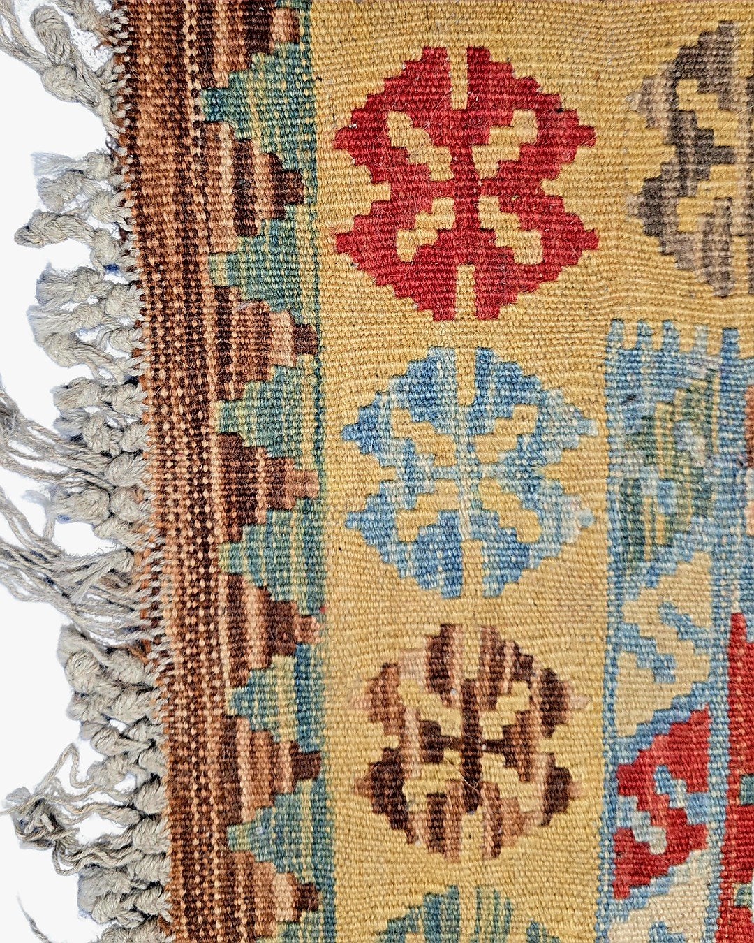 Afgan tribal kelim 250x176 wollen vloerkleed, Geel, 1185VB, Info@rugsandcarpets.nl, De handelmaatschappij