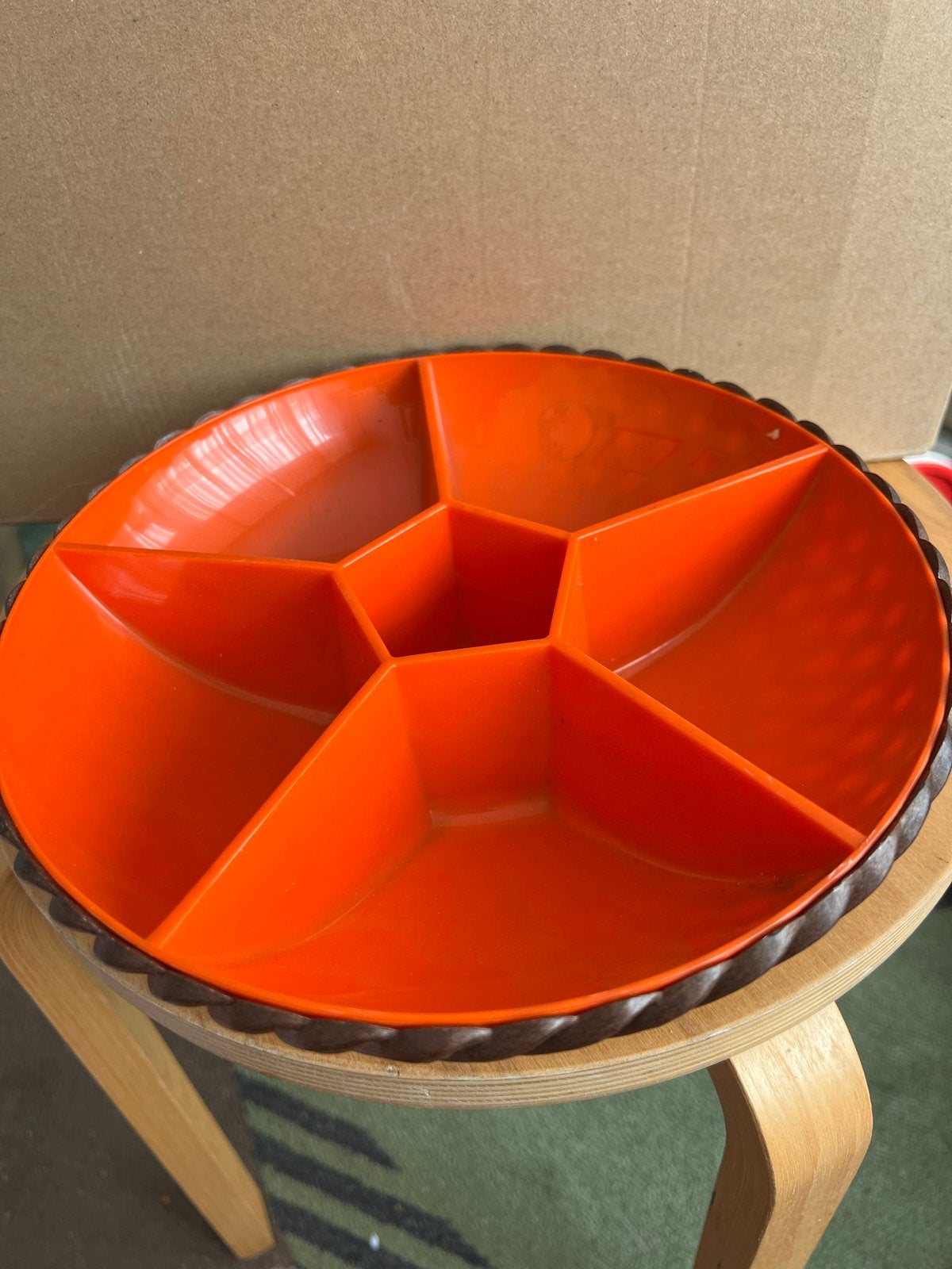 Vintage Emsa West Germany borrelschaal oranje/bruin, Verzamelen, Ophalen of Verzenden, Huis en Inrichting