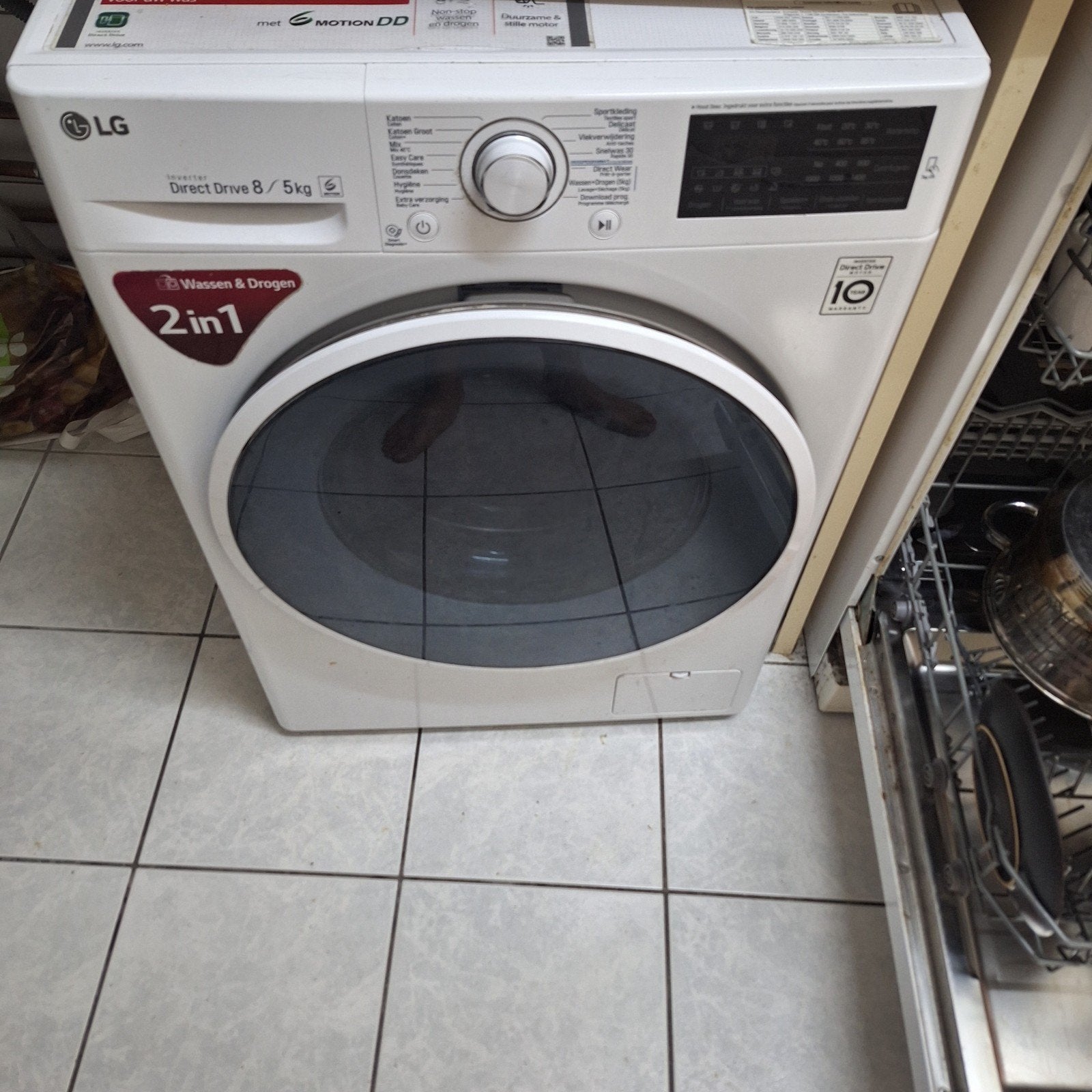 LG Wasmachine/Droger 2-in-1 Direct Drive 8/5 kg, Ophalen, 85 tot 90 cm
