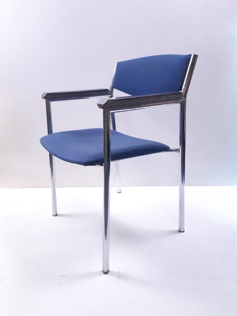 Gijs van der Sluis vintage eetkamerstoel (dikke buis), Ophalen, Gebruikt, Blauw, Gispen