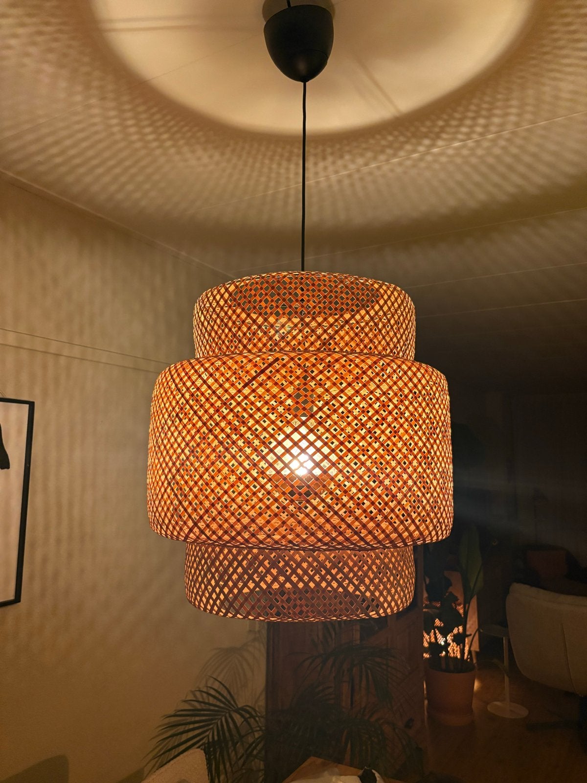 SINNERLIG Hanglamp, bamboe, 50 cm, inclusief lamp, Huis en Inrichting, Ophalen, Zo goed als nieuw, Natuurlijk materiaal, E27 (groot)