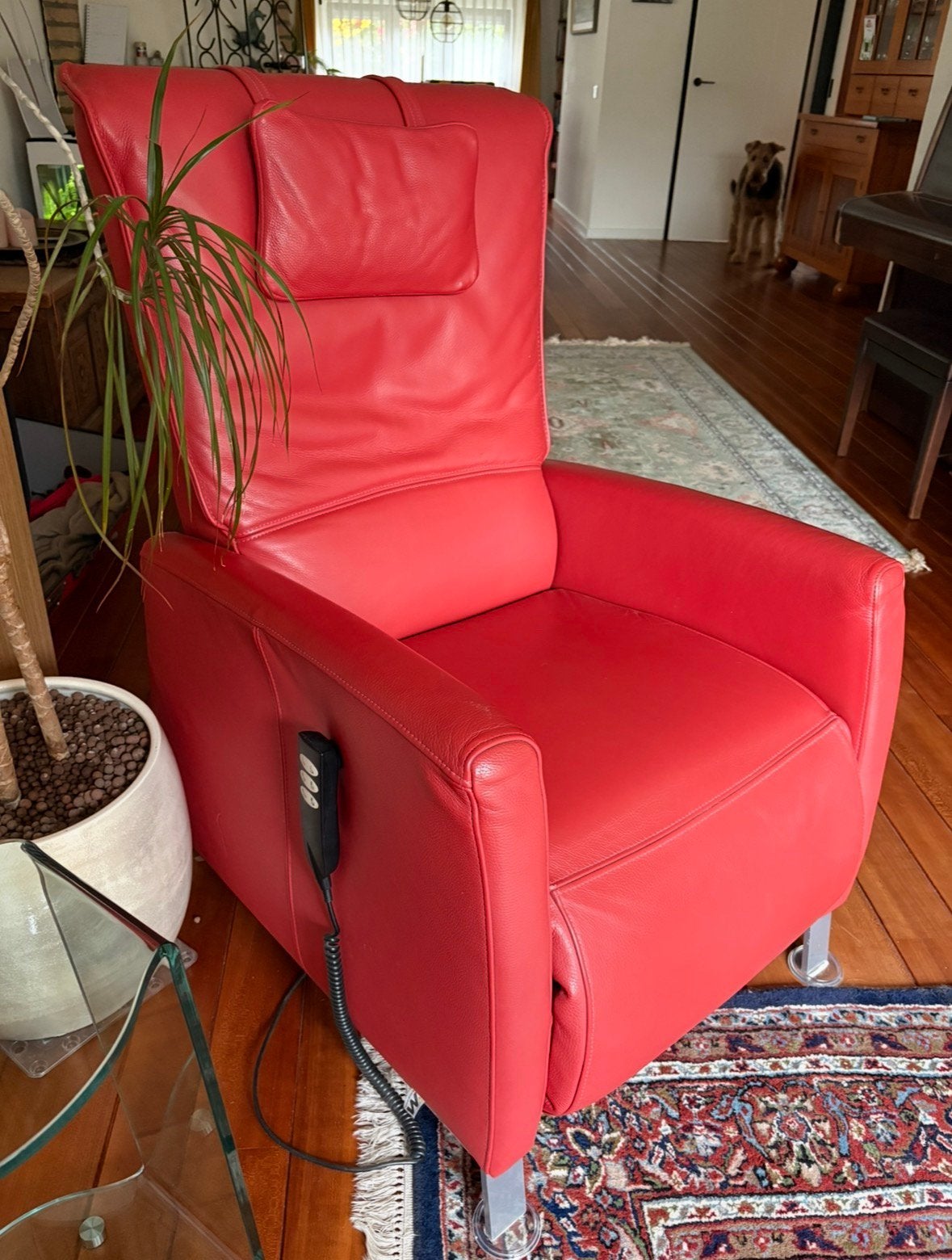 MONTEL 2 rode fauteuils, Ophalen, Zo goed als nieuw, 50 tot 75 cm, Leer