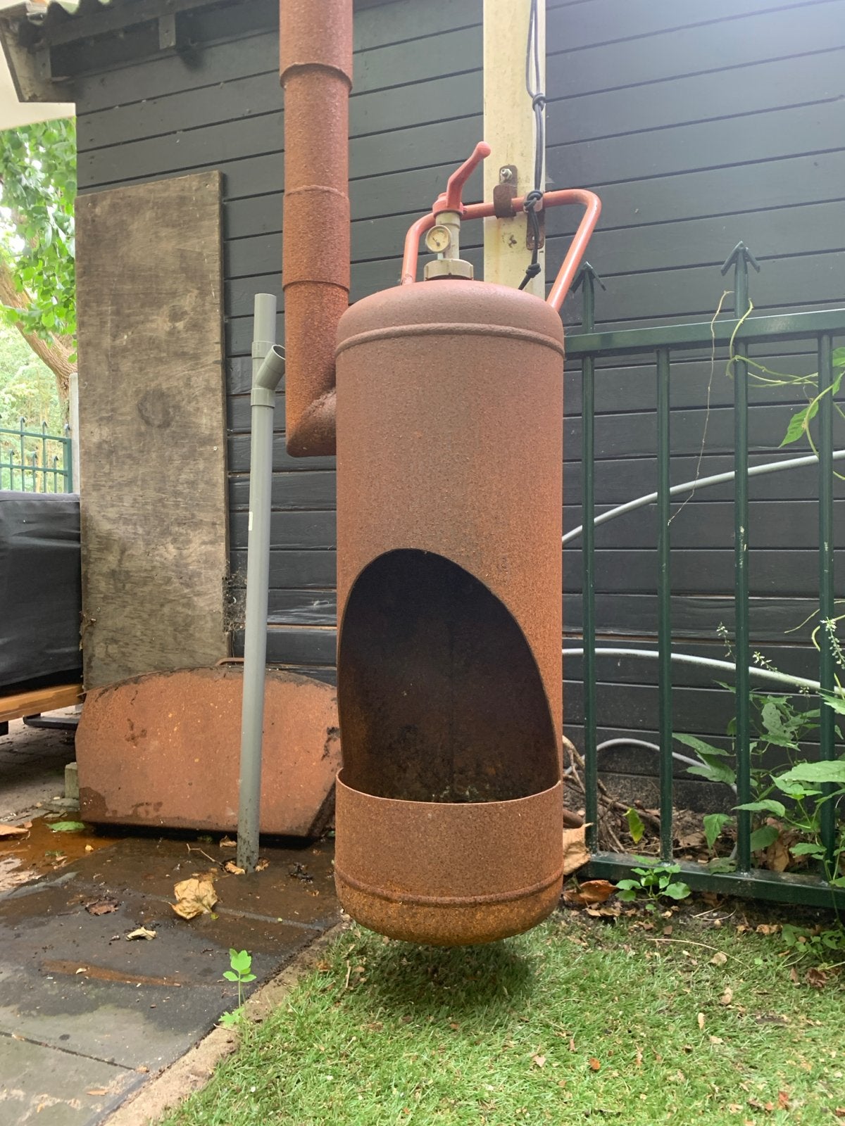 Robuuste buitenkachel met 5m rookkanaal, 3mm dik staal, Tuin en Terras, Ophalen, Gebruikt, Vuurkorf