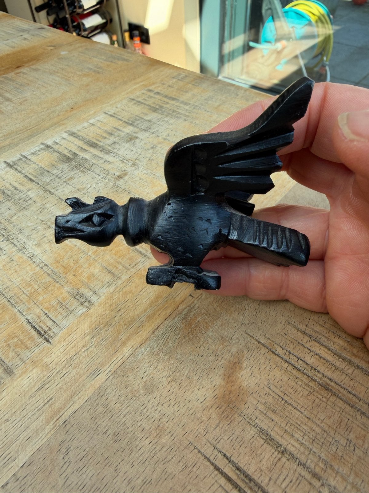 Peruaanse roofvogel sculptuur, harsachtig materiaal, Kunststof, Overige herkomsten, Zwart, Ophalen of Verzenden