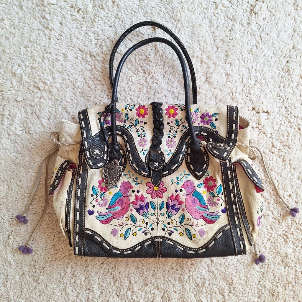 Leontine Hagoort tas folklore bohemian, Ophalen of Verzenden, Zo goed als nieuw, Zwart, Handtas
