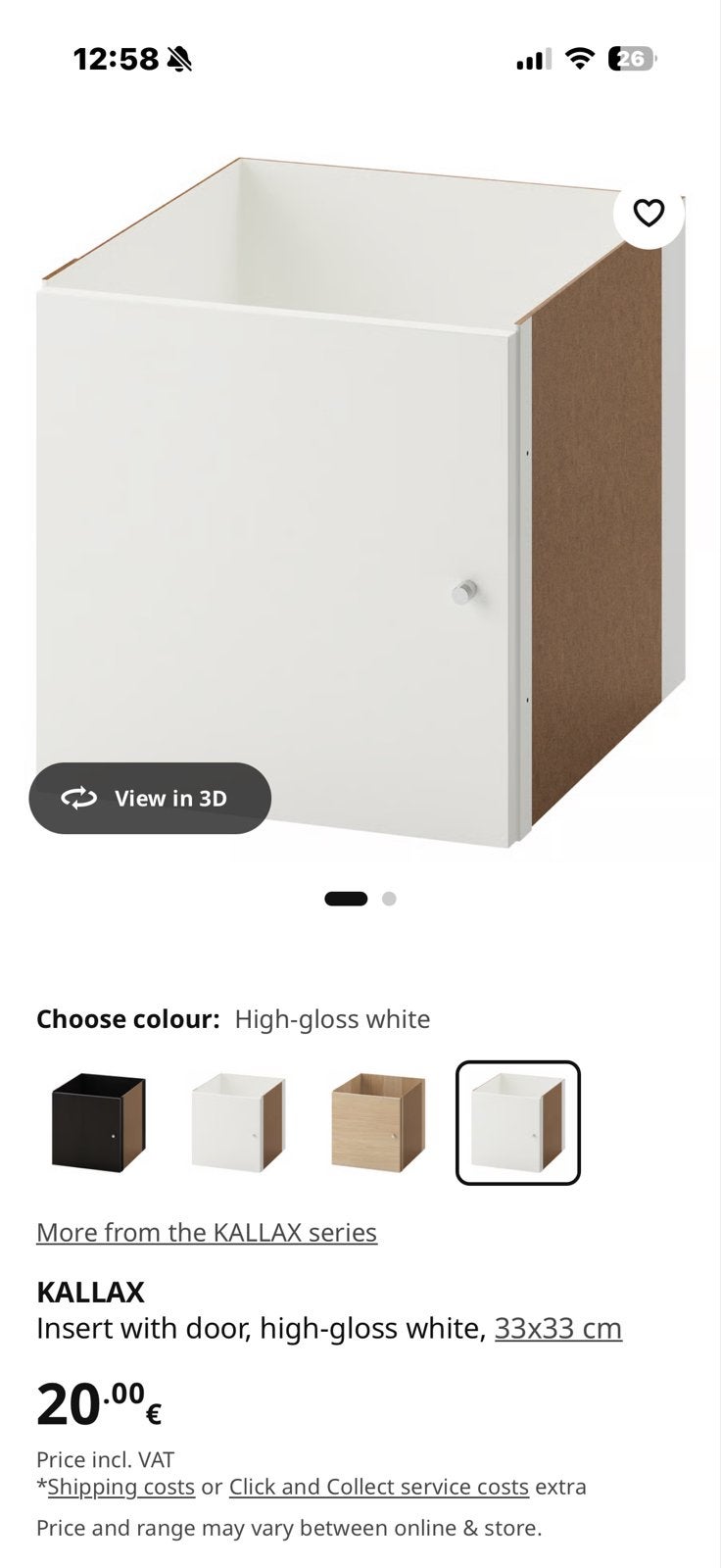 IKEA KALLAX inzet met deur, wit, 33x33 cm, Huis en Inrichting, Ophalen of Verzenden, Nieuw