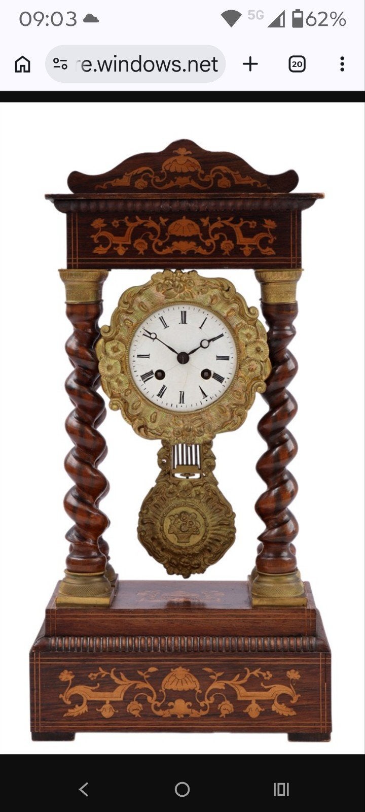 Antieke Kolomklok met Marqueterie en Slinger, Ophalen of Verzenden