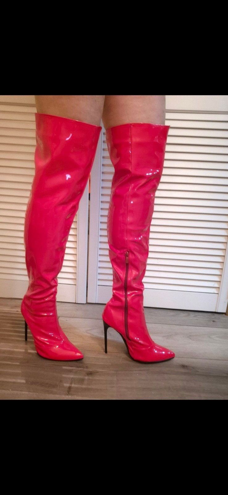 zgan zeer mooie ** rode lak laarzen **, Hoge laarzen, Verzenden, Zo goed als nieuw, Rood