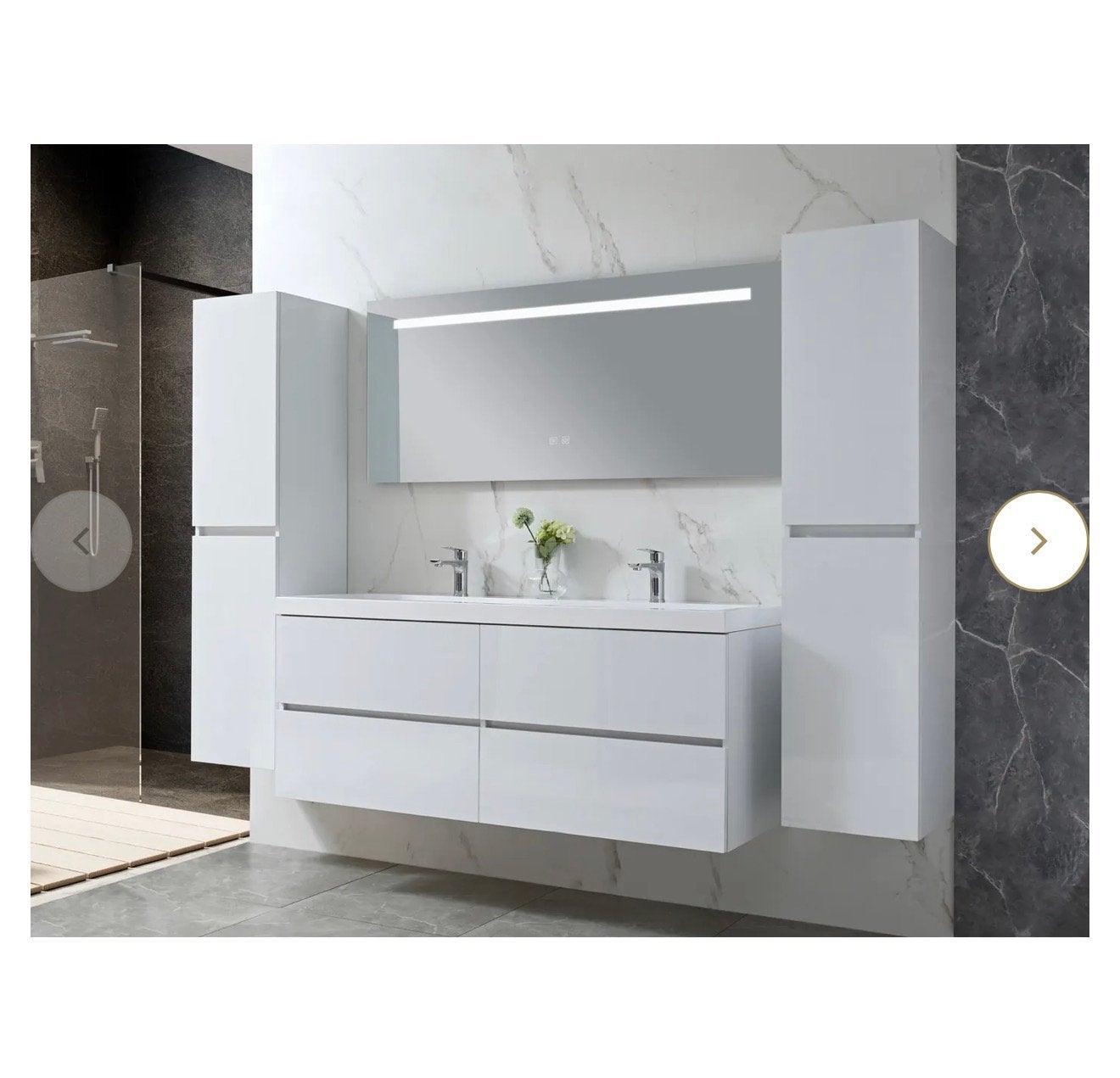 Nieuw in doos! Set van 2 Hoge Badkamerkasten Hoogglans Wit, Ophalen, Nieuw
