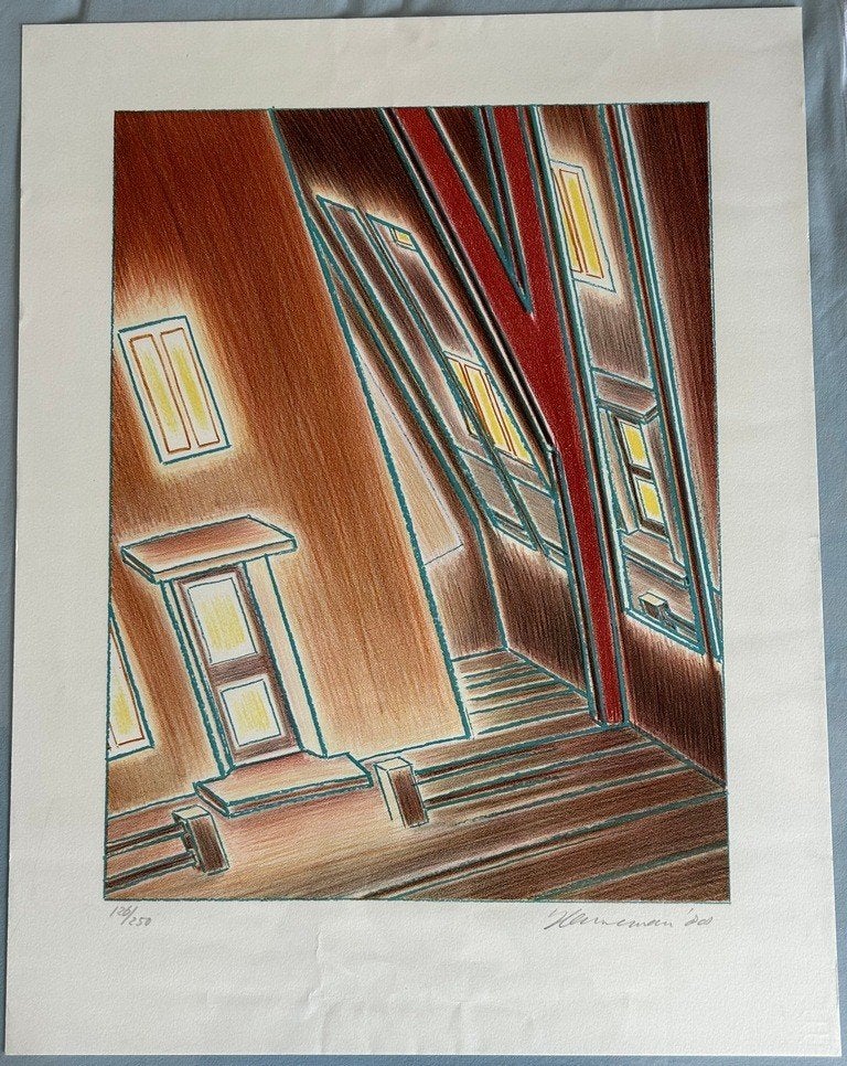 Kleurenlitho Jeroen Henneman, Antiek en Kunst, Kunst | Schilderijen | Klassiek, Ophalen of Verzenden