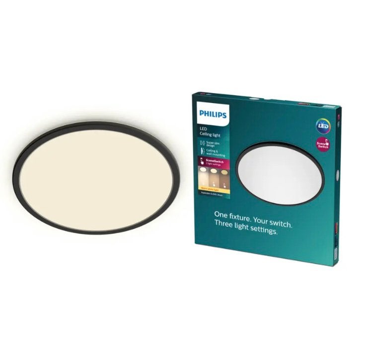 Philips plafondlamp Superslim sceneswitch zwart, Ophalen