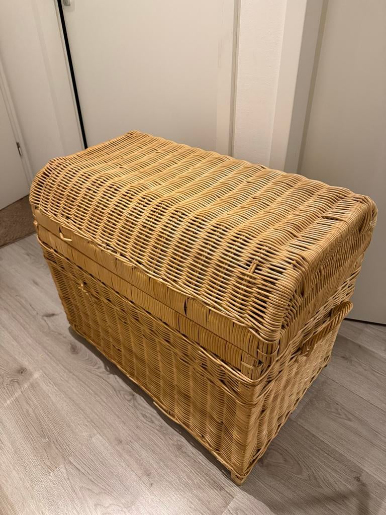 Grote rieten opbergkist / dekenkist, Huis en Inrichting, Woonaccessoires | Kisten, Overige materialen, Gebruikt, 50 tot 100 cm