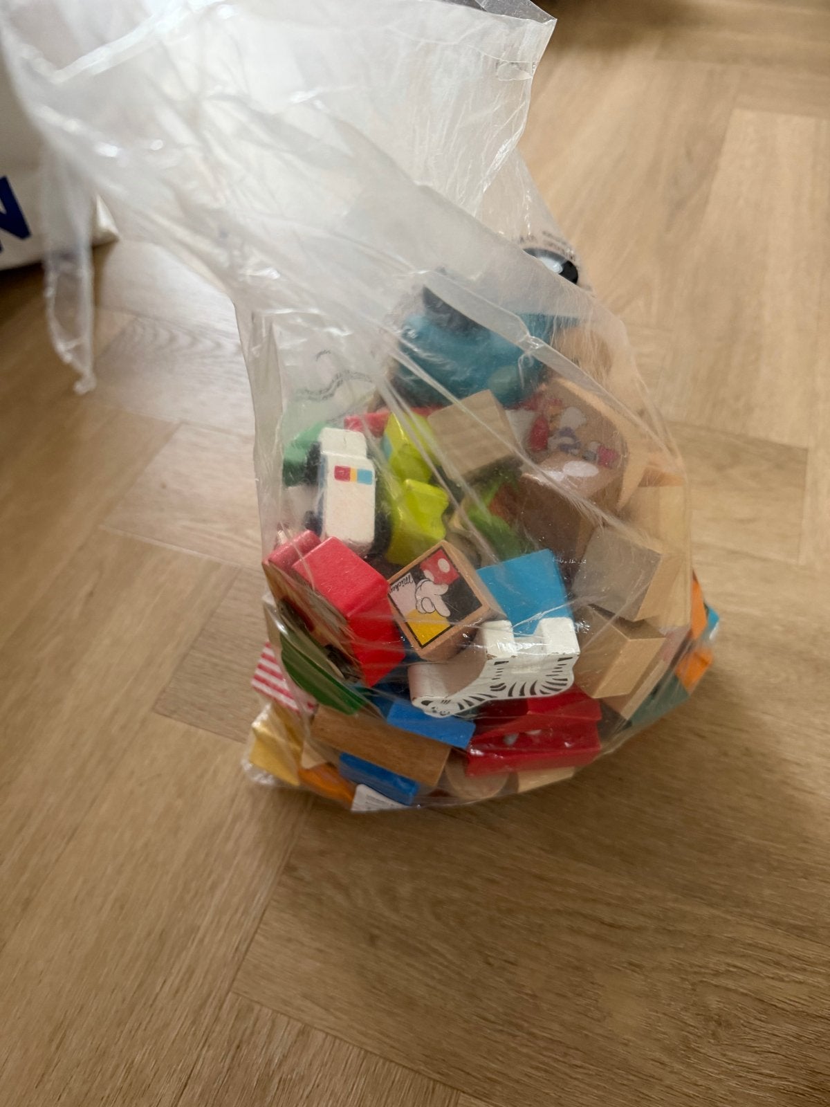 Zak vol houten blokken en figuren, Ophalen of Verzenden, Gebruikt, Overige typen