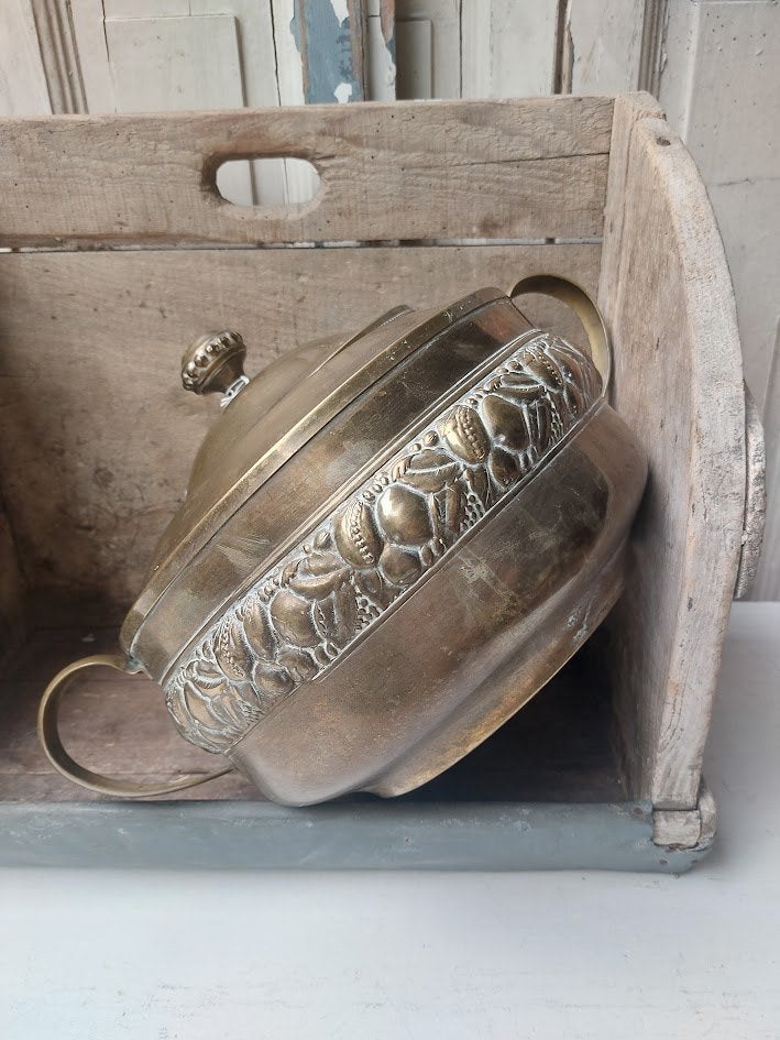 Antiek messing bowletopf, Ophalen of Verzenden, Koper