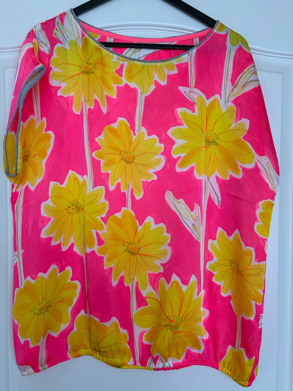 Marccain Top met bloemenprint, Maat 42/44 (L), Ophalen of Verzenden, Zo goed als nieuw, Korte mouw