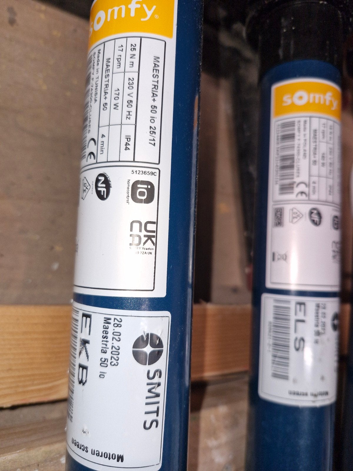 Somfy  io motor  4 stuks  3 jaar oud, Ophalen, Minder dan 100 cm, Wit, Zo goed als nieuw