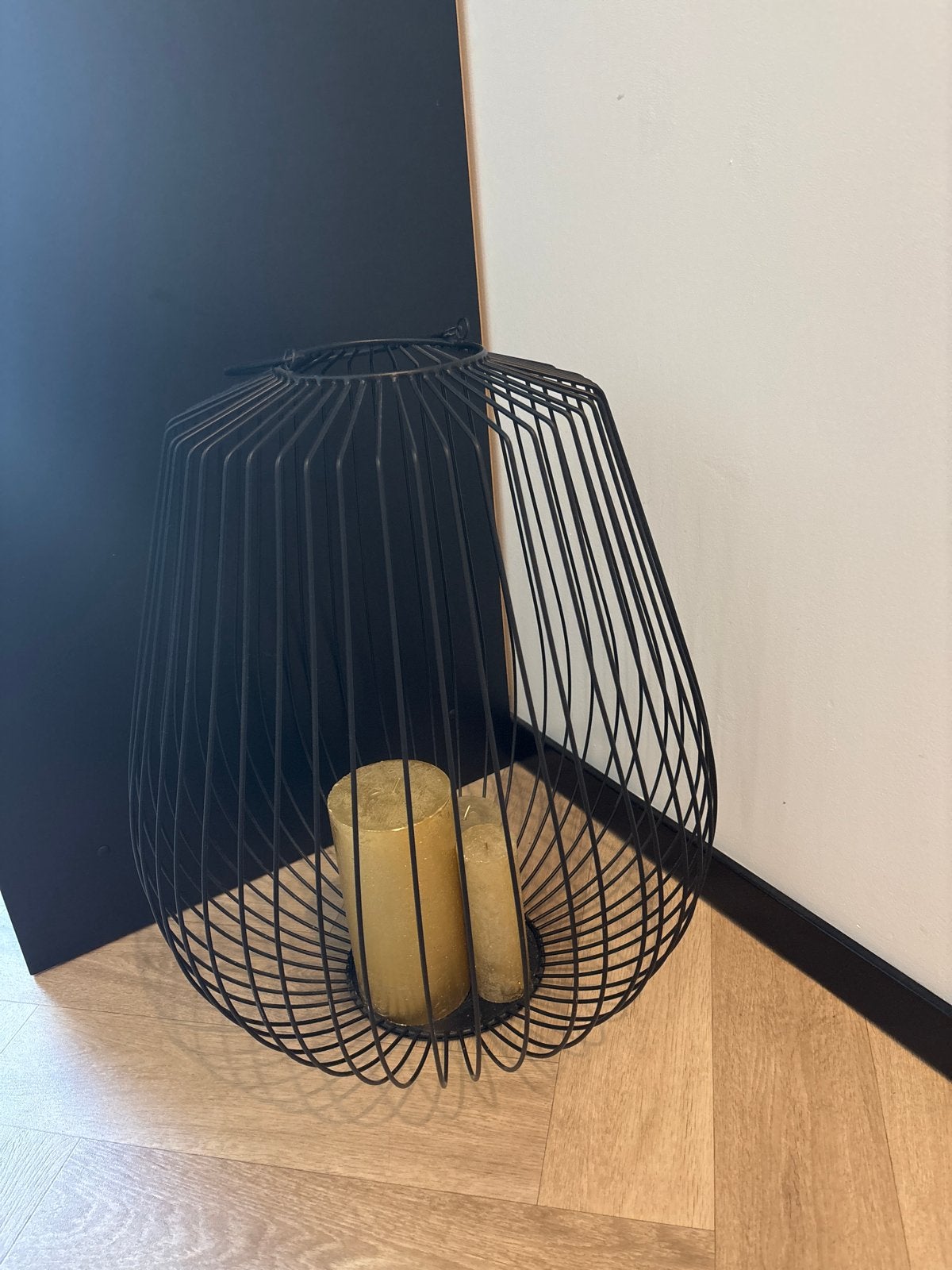 Zwarte metalen kandelaar - 40 cm breed, 55 cm hoog, Zwart, 55 cm, Ophalen of Verzenden, Zo goed als nieuw