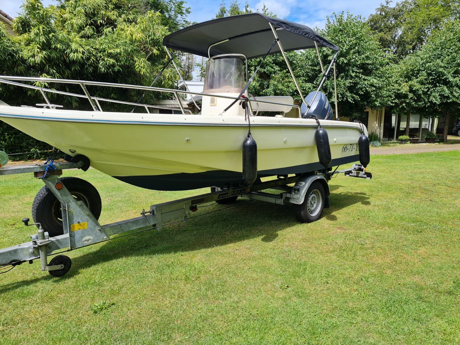 consoleboot   laguna 520  80pk yamaha 4takt stabiel en snel, Watersport en Boten, 70 pk of meer, Elektrische start, 5 m, Ophalen of Verzenden