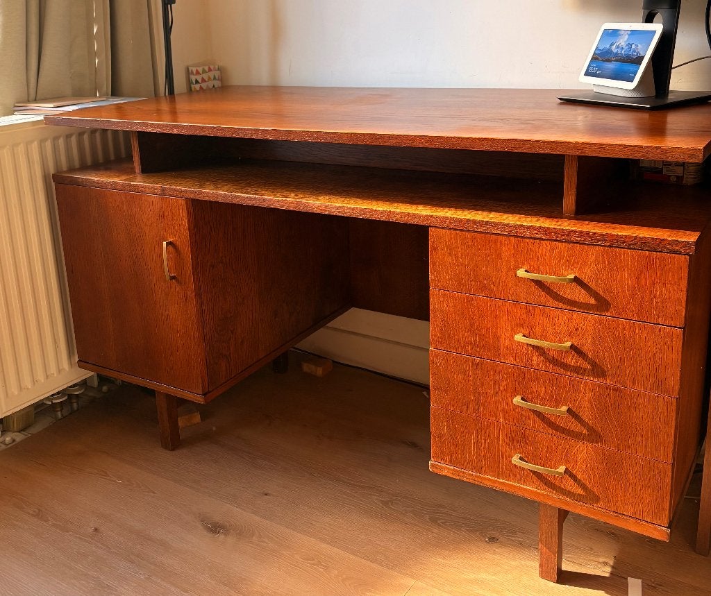 Vintage Design Teak Bureau 120 x 60 x 75 - Jaren '60, Huis en Inrichting, Met lades, Gebruikt, 120 cm, Hout