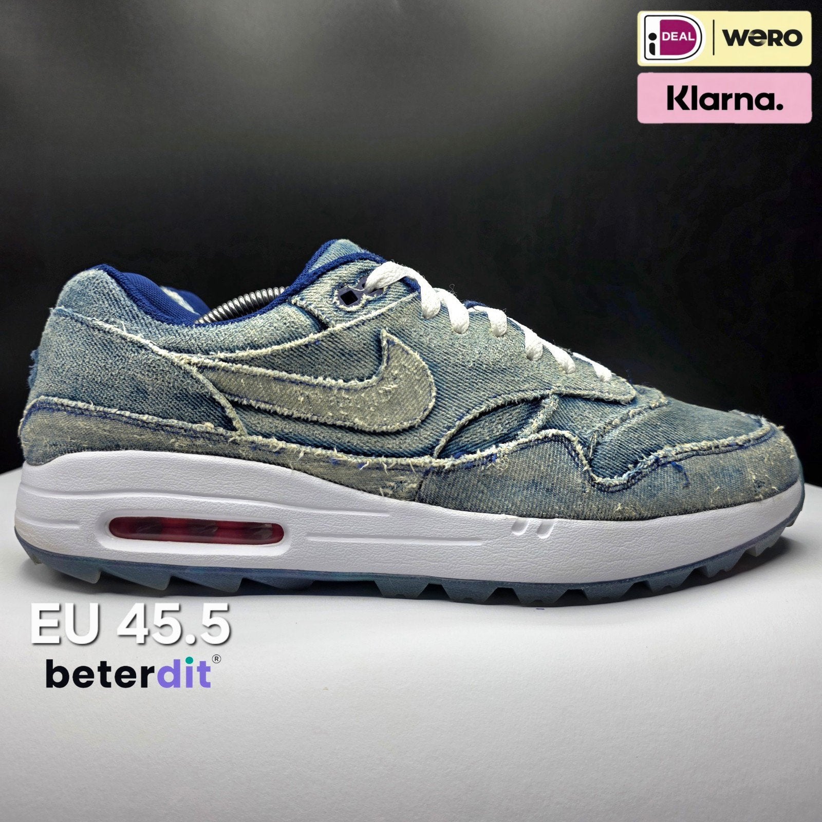 Nike Air Max 1 Golf No Denim Allowed Navy CUSTOM Maat: 45.5, Nike air max, Blauw, Ophalen of Verzenden, Nike
