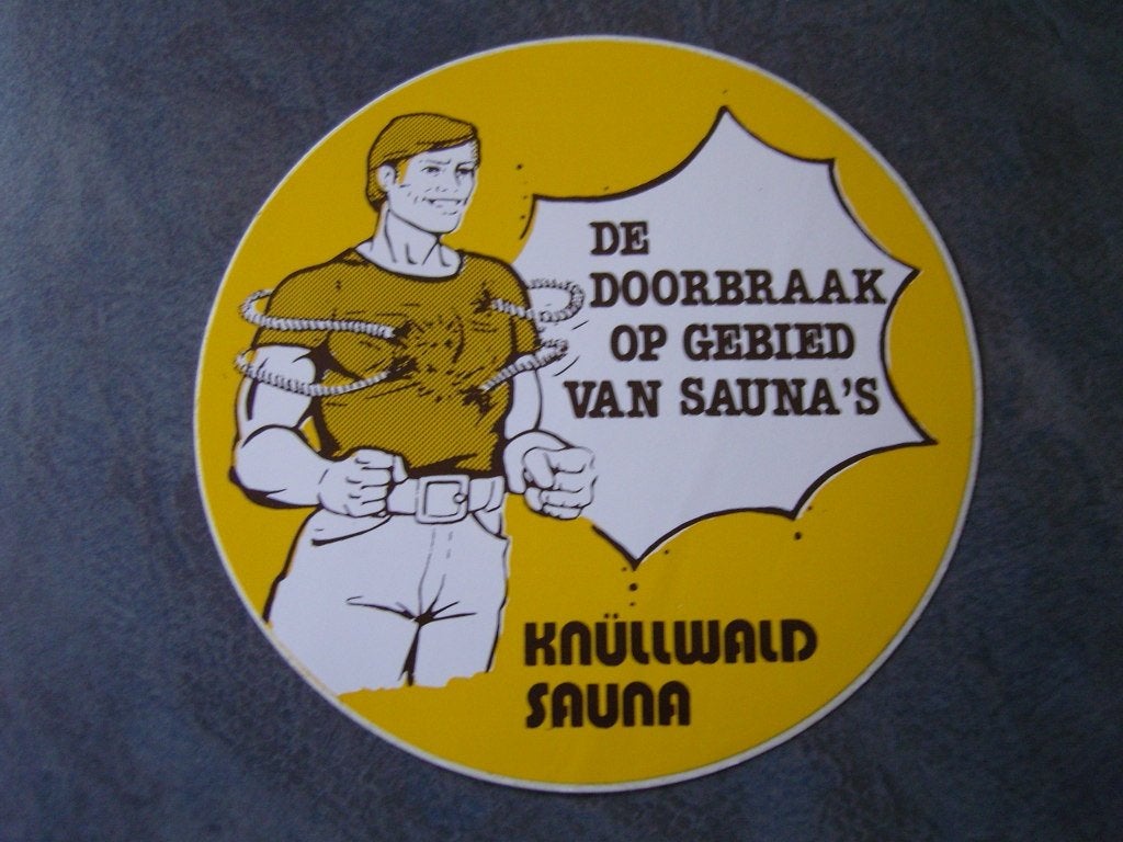 sticker KNÜLLWALD SAUNA  De doorbraak op gebied van sauna's, Ophalen, Zo goed als nieuw