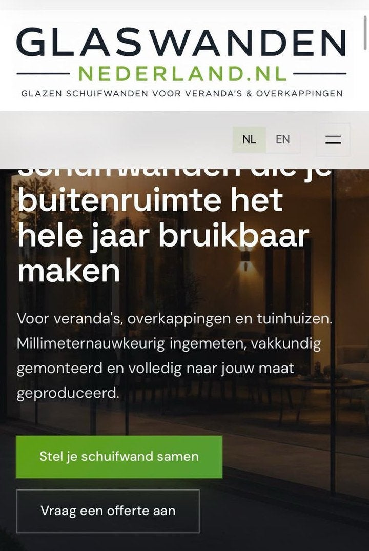 Glazen Schuifwanden voor Overkapping, Tuinhuis, Veranda, Ophalen, Overige typen, Nieuw, Glas