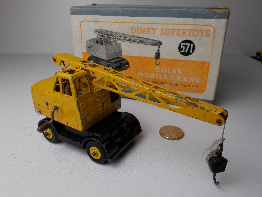 1949 Dinky Supertoys 571 COLES MOBILE CRANE + ORIG. DOOS!, Ophalen of Verzenden, Zo goed als nieuw, Tractor of Landbouw, Dinky Toys